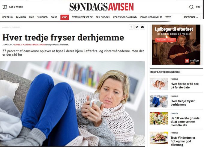 2 mio (37%) af danskerne fryser derhjemme efterår og vinter