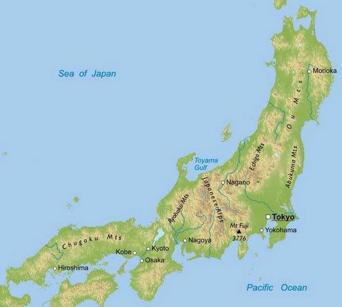 jap map with Japansese alps